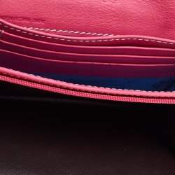 Pre Owned Lancel Pink Leather Flap Compact Wallet