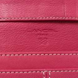 Pre Owned Lancel Pink Leather Flap Compact Wallet
