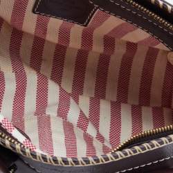 Pre Owned Lancel Mocha Brown Whipstitch Leather Side Pocket Satchel