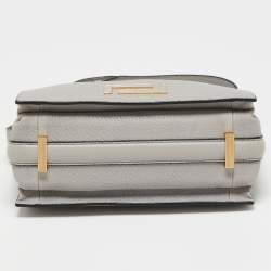 Pre Owned Lancel Grey Grained Leather Pia De Lancel Crossbody Bag