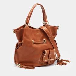 Pre Owned Lancel Brown Grained Leather Premiere Flirt Bucket Bag