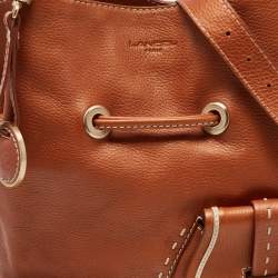 Pre Owned Lancel Brown Grained Leather Premiere Flirt Bucket Bag