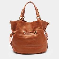 Pre Owned Lancel Brown Grained Leather Premiere Flirt Bucket Bag