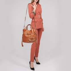 Pre Owned Lancel Brown Grained Leather Premiere Flirt Bucket Bag