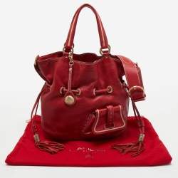Pre Owned Lancel Red Leather Premier Flirt Bucket Bag
