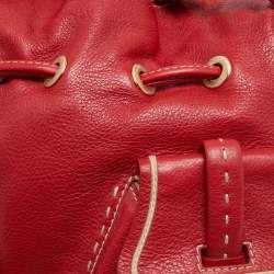 Pre Owned Lancel Red Leather Premier Flirt Bucket Bag