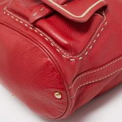 Pre Owned Lancel Red Leather Premier Flirt Bucket Bag
