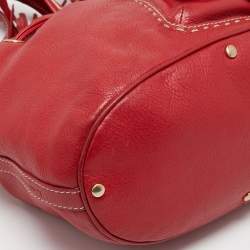 Pre Owned Lancel Red Leather Premier Flirt Bucket Bag