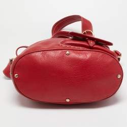 Pre Owned Lancel Red Leather Premier Flirt Bucket Bag