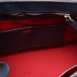 Pre Owned Lancel Blue Leather Charlie Top Handle Bag