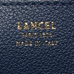 Pre Owned Lancel Blue Leather Charlie Top Handle Bag