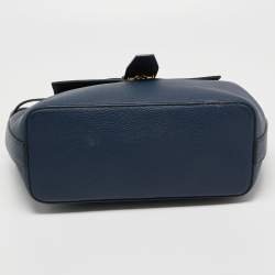 Pre Owned Lancel Blue Leather Charlie Top Handle Bag