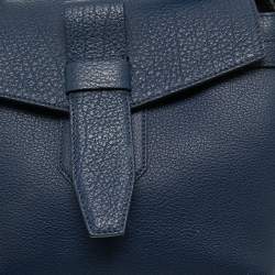 Pre Owned Lancel Blue Leather Charlie Top Handle Bag