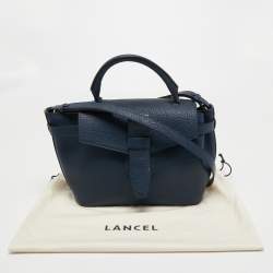 Pre Owned Lancel Blue Leather Charlie Top Handle Bag