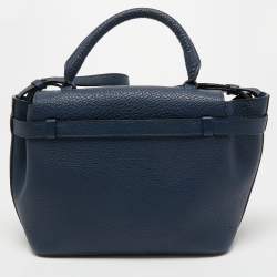 Pre Owned Lancel Blue Leather Charlie Top Handle Bag