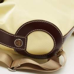 Lancel Yellow/Dark Brown Nylon and Leather Drawstring Backpack