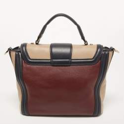 Pre Owned Lancel Tri Color Leather Josephine Top Handle Bag