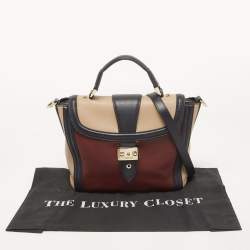 Pre Owned Lancel Tri Color Leather Josephine Top Handle Bag