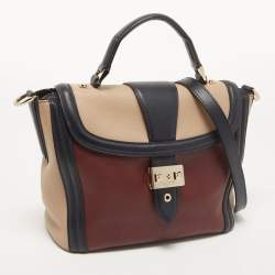 Pre Owned Lancel Tri Color Leather Josephine Top Handle Bag