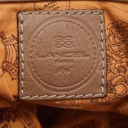 Lancel Beige Leather Buckle Handle Shoulder Bag