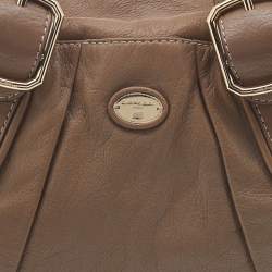 Lancel Beige Leather Buckle Handle Shoulder Bag
