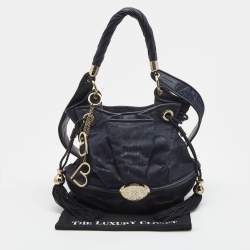 Pre Owned Lancel Navy Blue Denim and Leather Le Brigitte Bardot Hobo