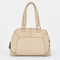 Pre Owned Lancel Beige Leather Adjani Satchel