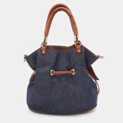 Pre Owned Lancel Blue/Brown Denim and Leather Premier Flirt Bucket Bag