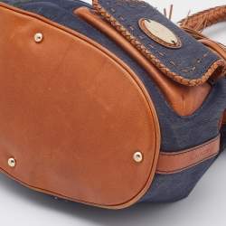 Pre Owned Lancel Blue/Brown Denim and Leather Premier Flirt Bucket Bag