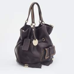 Pre Owned Lancel Dark Brown Leather Premier Flirt Bucket Bag