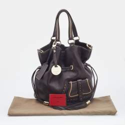 Pre Owned Lancel Dark Brown Leather Premier Flirt Bucket Bag