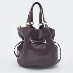 Pre Owned Lancel Dark Brown Leather Premier Flirt Bucket Bag