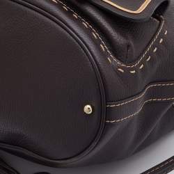 Pre Owned Lancel Dark Brown Leather Premier Flirt Bucket Bag