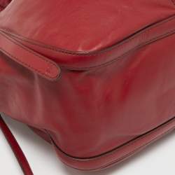 Pre Owned Lancel Red Leather Angelina Hobo