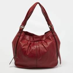 Pre Owned Lancel Red Leather Angelina Hobo