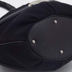 Lancel Black Canvas and Leather Le Brigitte Bardot Hobo