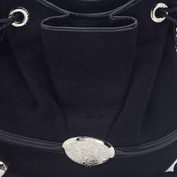 Lancel Black Canvas and Leather Le Brigitte Bardot Hobo