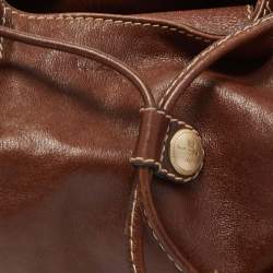 Lancel Brown Leather Drawstring Bucket Bag