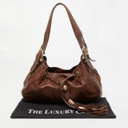 Lancel Brown Leather Drawstring Bucket Bag