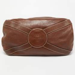 Lancel Brown Leather Drawstring Bucket Bag