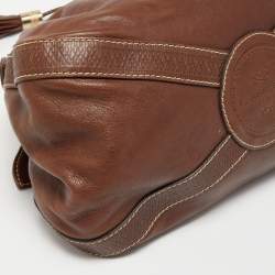 Lancel Brown Leather Drawstring Bucket Bag