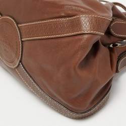 Lancel Brown Leather Drawstring Bucket Bag