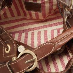 Lancel Brown Leather Drawstring Bucket Bag
