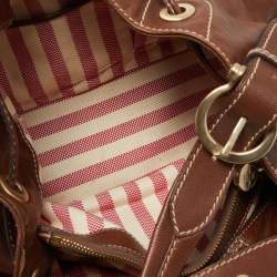 Lancel Brown Leather Drawstring Bucket Bag