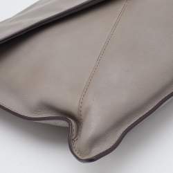 Lancel Grey Leather Envelope Flap Clutch Bag