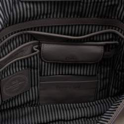 Lancel Grey Leather Envelope Flap Clutch Bag