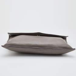 Lancel Grey Leather Envelope Flap Clutch Bag