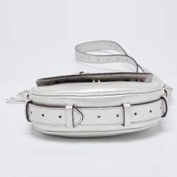 Pre Owned Lancel Silver Leather Logo Embellished Crossbody Bag