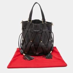 Pre Owned Lancel Dark Brown Leather Elsa Sellier Bucket Shoulder Bag