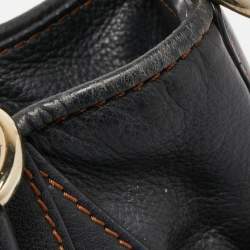 Pre Owned Lancel Dark Brown Leather Elsa Sellier Bucket Shoulder Bag